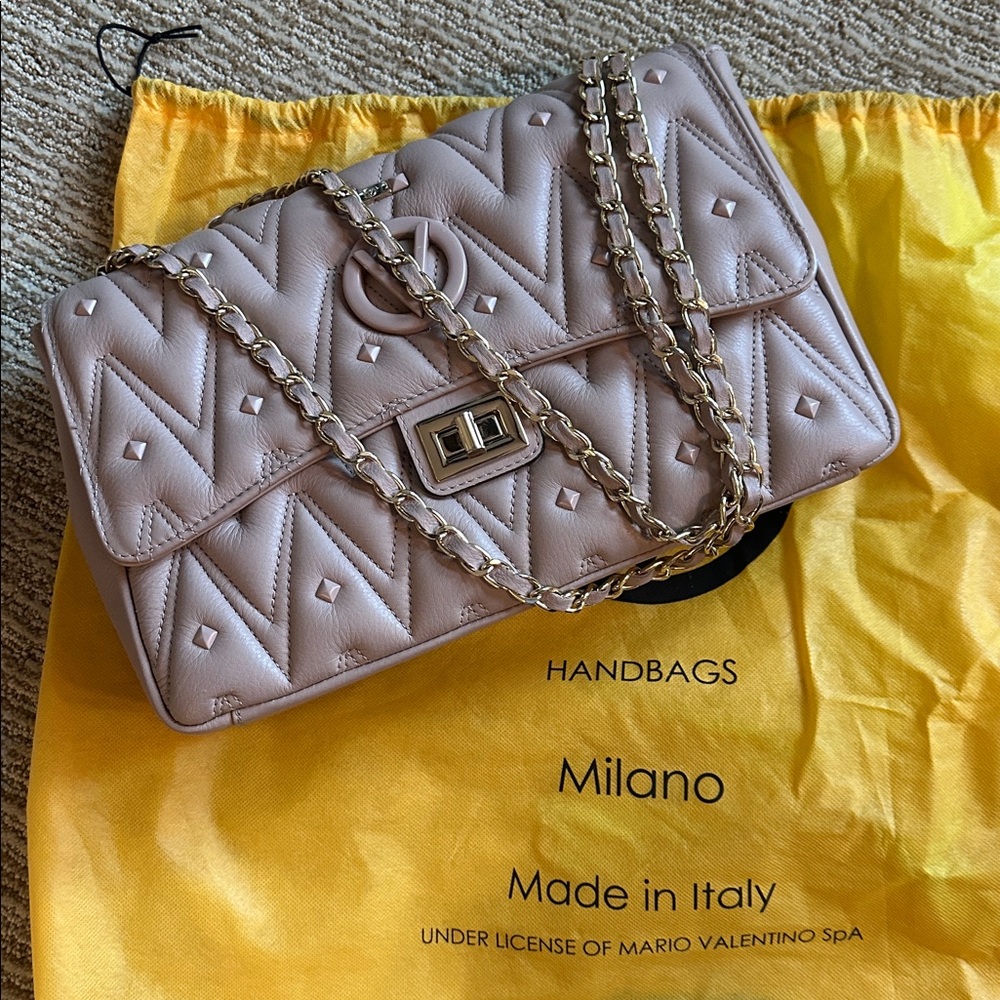Valentino Quilted Blush Handbag with Chain